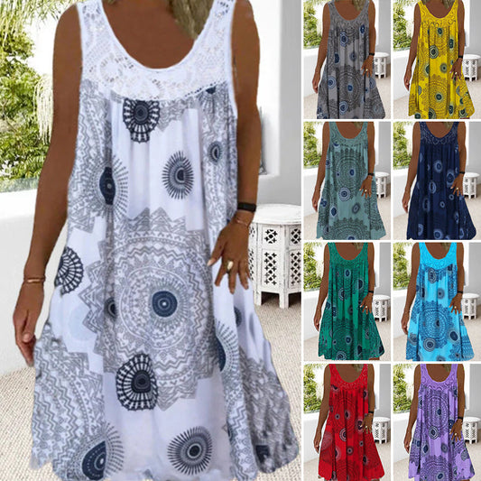🔥✨Летни ленени печатни рокли без ръкави👗