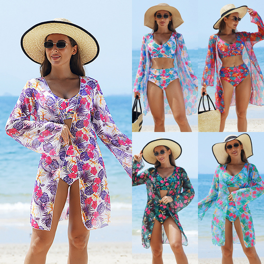 🏖️🌴🌞Дамски моден многоцветен печатан бански от 3 части👙