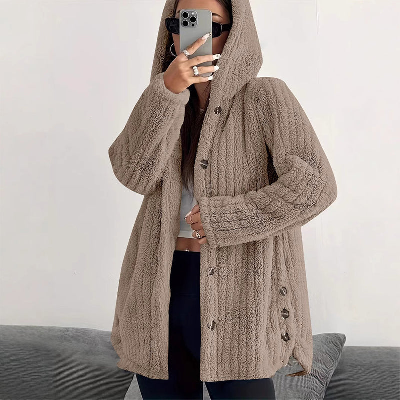 ⏳LAST DAY SALE ONLY £18.99!!✨🍂Women's Loose-Fit Hooded Plush Jacket