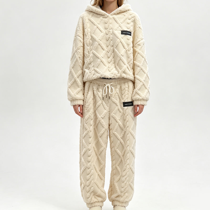 ๐ฅ 50% OFF | Women's Plush 3D Textured Hoodie & Pants Set โ Cozy Winter Two-Piece