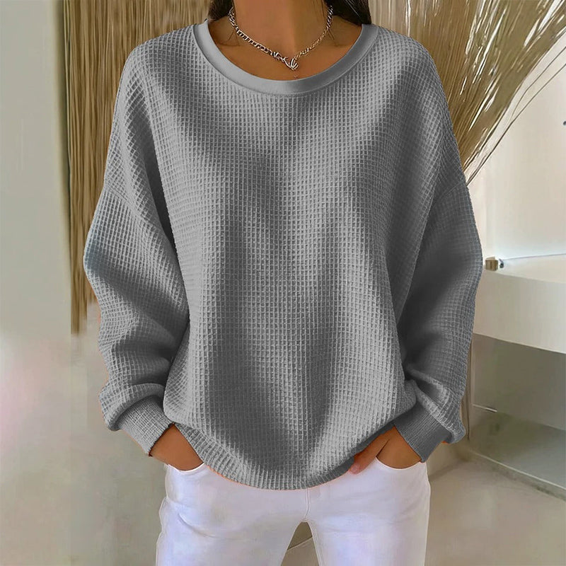 ๐ง Textured Look, Relaxed Fit | Women's Waffle-Knit Loose-Fit Sweatshirt