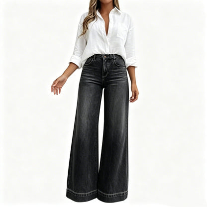 ✨ Vintage Wide-Leg Jeans 💙 High Waist Comfort & Timeless Style