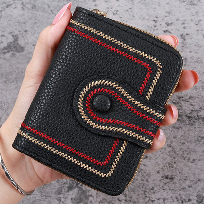 👛Дамски кратък портфейл с цип и много джобове за карти💰