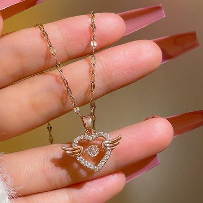 💖Елегантен колие с висулка във формата на криловидно сърце