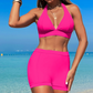 🏖Комплект за плуване от две части: горнище с дълбоко V-образно деколте + къси панталони за плуване🌞