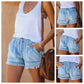 🔥Къси Дънкови Шорти с Висока Талия и С Ластик🌿