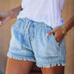 🔥Къси Дънкови Шорти с Висока Талия и С Ластик🌿