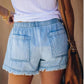 🔥Къси Дънкови Шорти с Висока Талия и С Ластик🌿