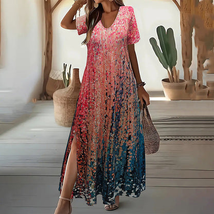 👗Жените случайни флорални печат къс ръкав рокля