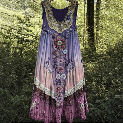 ✨3D принтирана миди рокля с U-образно деколте и без ръкави