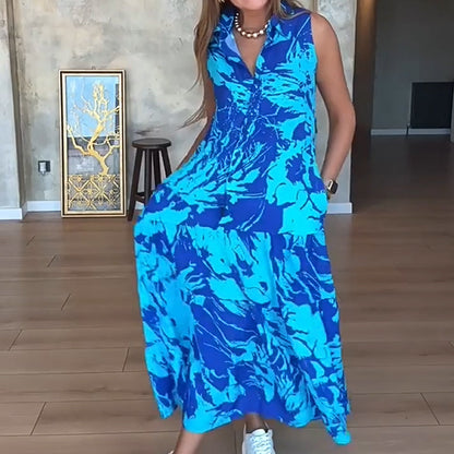 ✨Женска мода отпечатани без ръкави макси рокли👗
