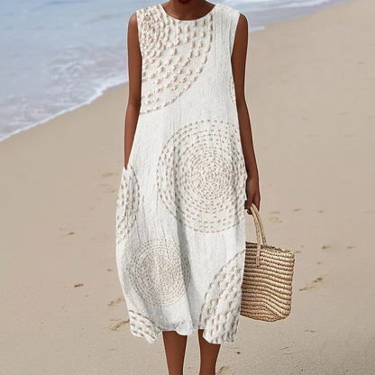【S-4XL】🔥✨Безръкавна плажна рокля с бродерии