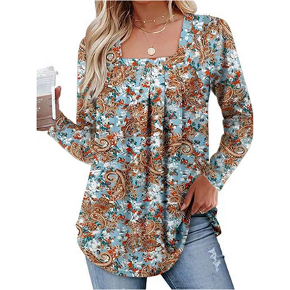 ✨Дамска туника с флорален принт и плисета🌸