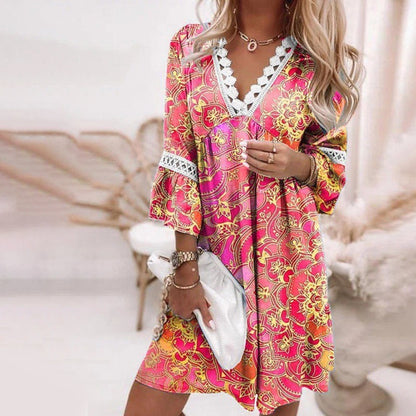 🔥Дамска ежедневна рокля с V-образно деколте