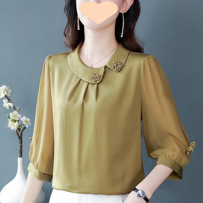 ✨Елегантен дамски топ с три четвърти ръкави и свободна кройка