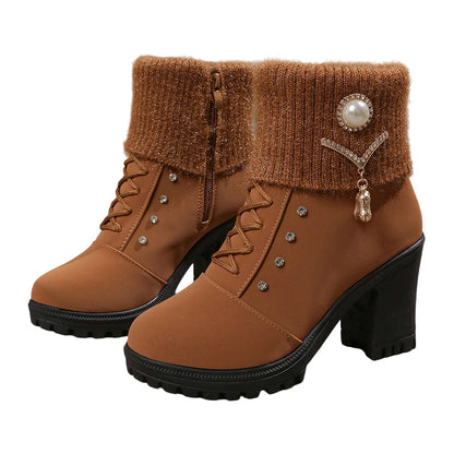👢Женски дебели, топли ботуши с дебел ток🔥