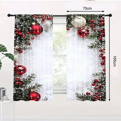 🎄Коледни завеси за прозорци, комплект от 2 броя, за декорация на дома