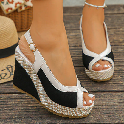 💞👠Модни дамски сандали с отворени пръсти и клинове