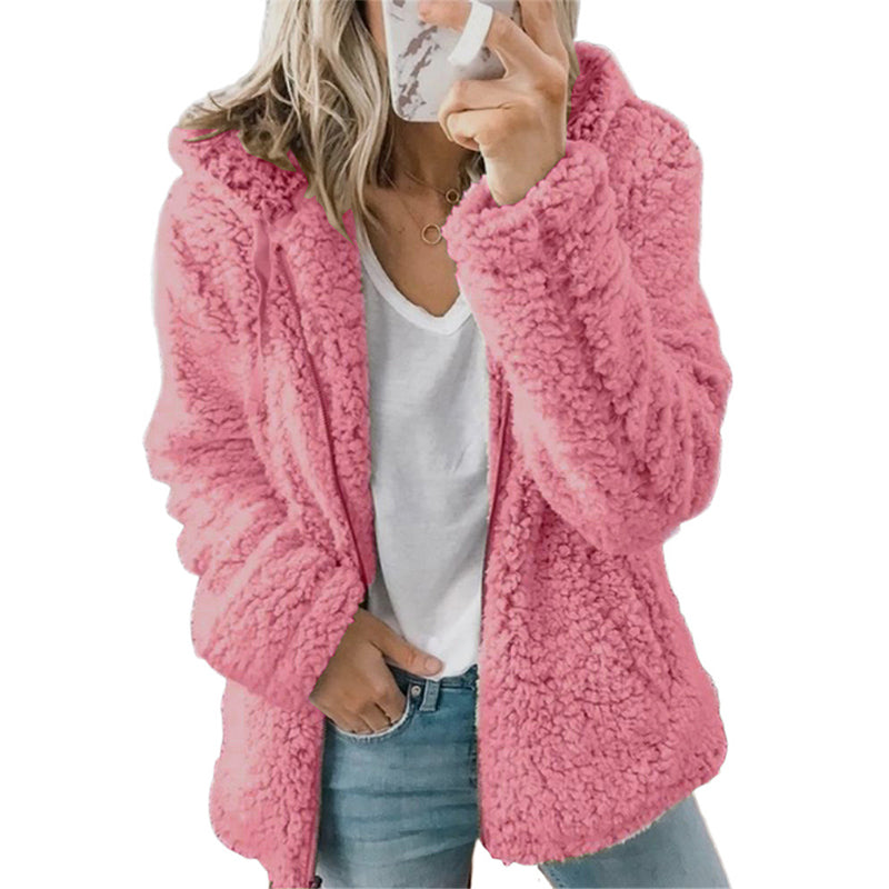 ⏳LAST DAY SALE £19.99!!💥Women's Hooded Zip-Up Fuzzy Jacket
