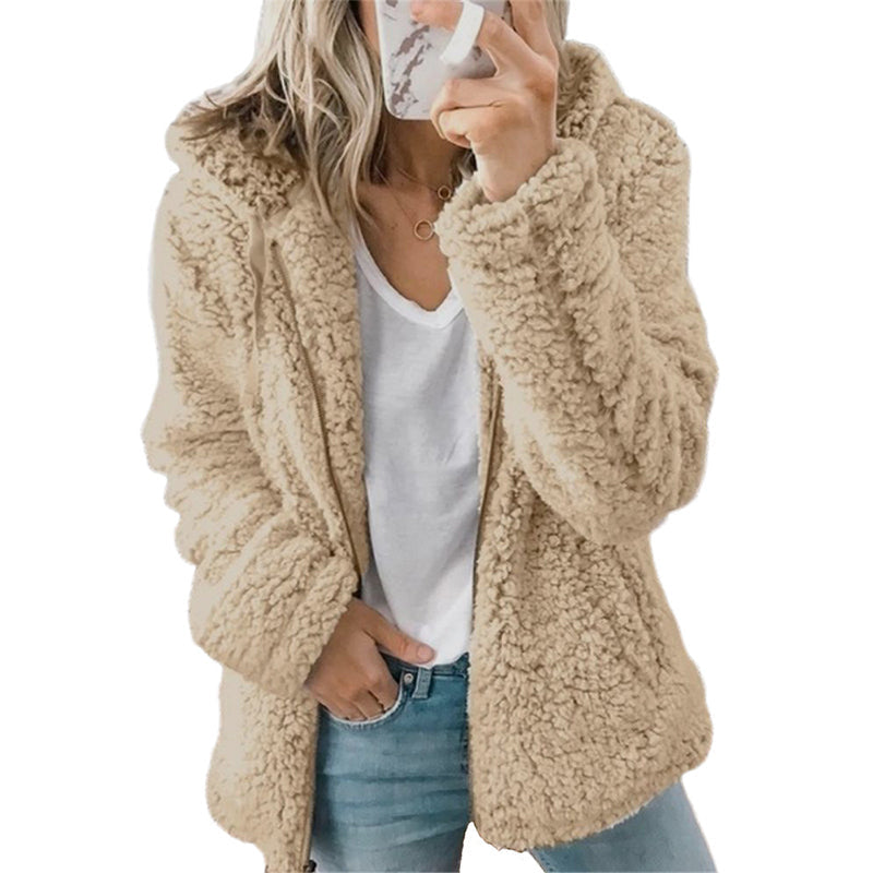 ⏳LAST DAY SALE £19.99!!💥Women's Hooded Zip-Up Fuzzy Jacket