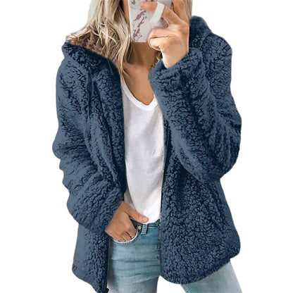 ⏳LAST DAY SALE £19.99!!💥Women's Hooded Zip-Up Fuzzy Jacket