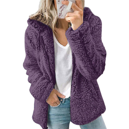 ⏳LAST DAY SALE £19.99!!💥Women's Hooded Zip-Up Fuzzy Jacket