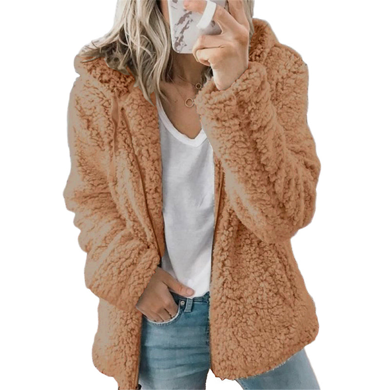 ⏳LAST DAY SALE £19.99!!💥Women's Hooded Zip-Up Fuzzy Jacket