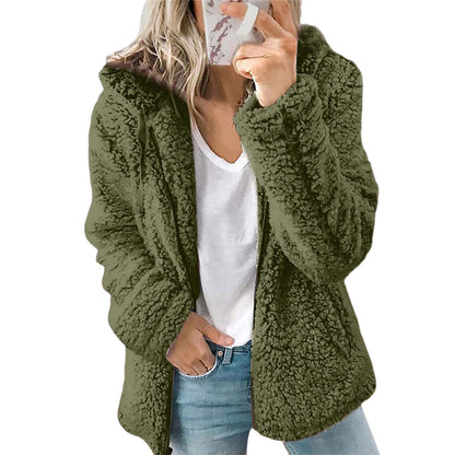 ⏳LAST DAY SALE £19.99!!💥Women's Hooded Zip-Up Fuzzy Jacket
