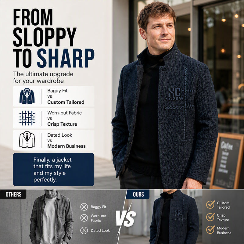 🧥❄️Men's Slim-Fit Mandarin Collar Blazer