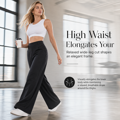 ⏳LAST DAY SALE ONLY ￡24.99!!👖 Women's Casual High Waisted Wide Leg Tailored Pants with Flowy Drape