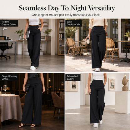 ⏳LAST DAY SALE ONLY ￡24.99!!👖 Women's Casual High Waisted Wide Leg Tailored Pants with Flowy Drape