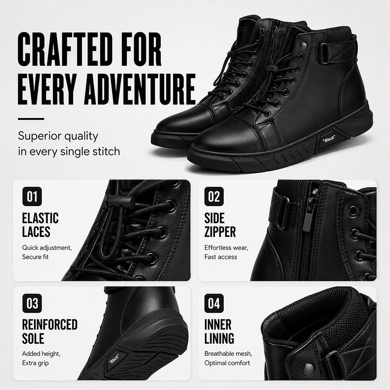 🥾 Built Tough for Every Step | Men's Waterproof Genuine Leather Combat Boots