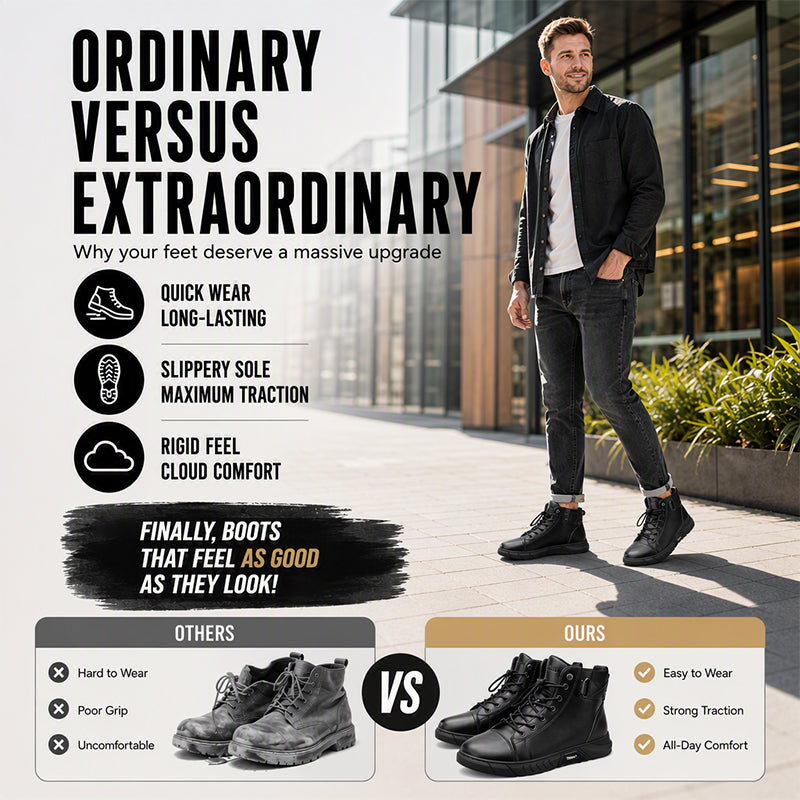 🥾 Built Tough for Every Step | Men's Waterproof Genuine Leather Combat Boots