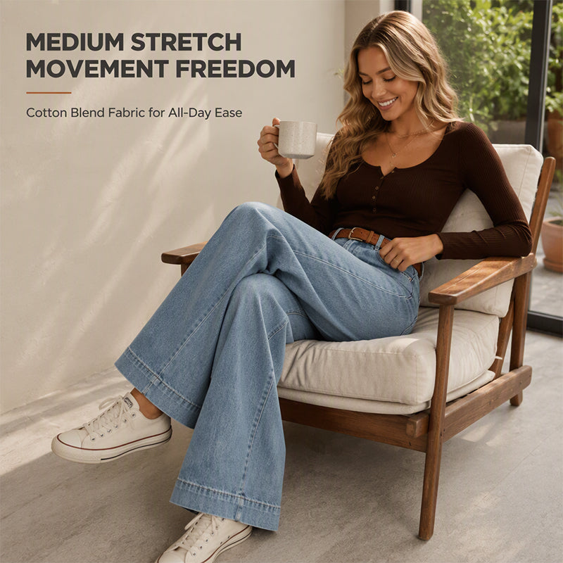 ✨ Vintage Wide-Leg Jeans 💙 High Waist Comfort & Timeless Style