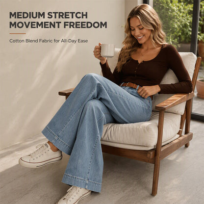 ✨ Vintage Wide-Leg Jeans 💙 High Waist Comfort & Timeless Style