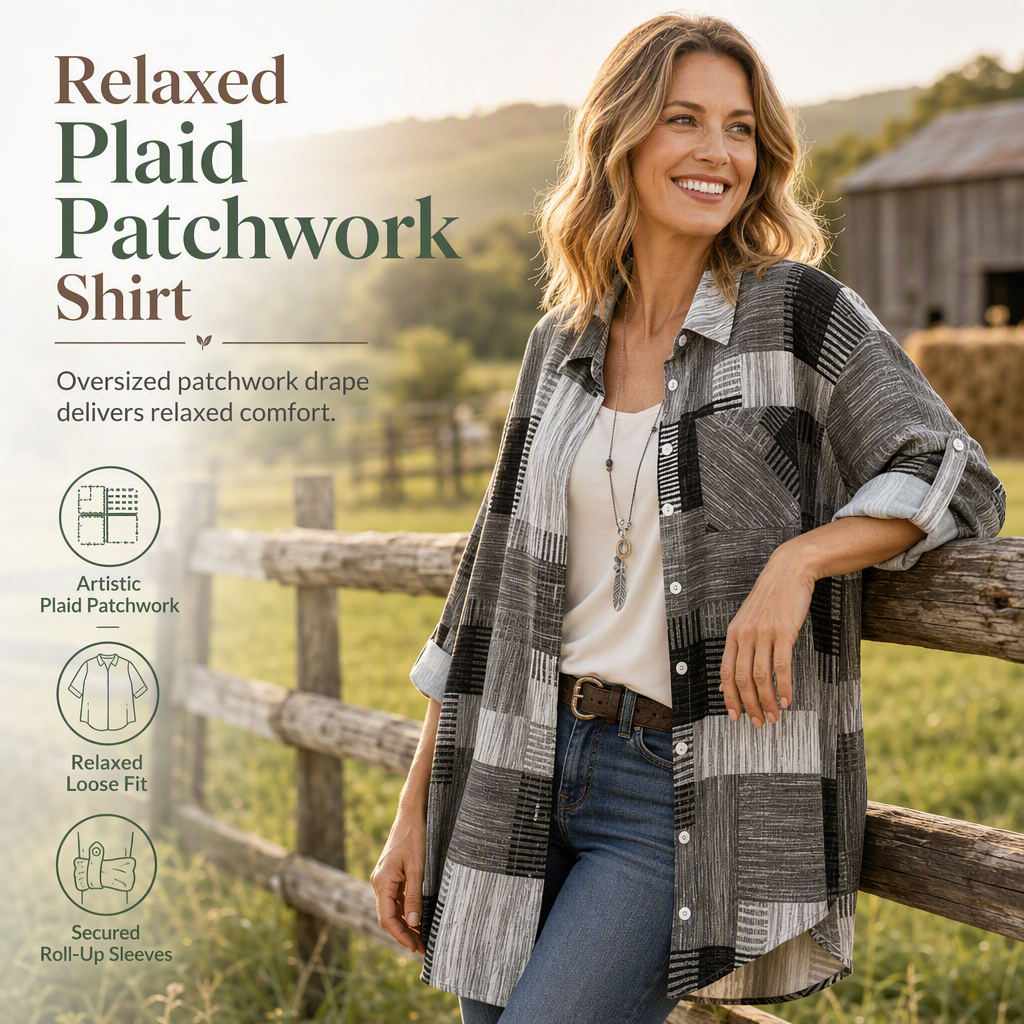 👔Casual Loose Fit Plaid Long Sleeve Shirt Plus Size Sun Protection Outerwear for Spring and Autumn
