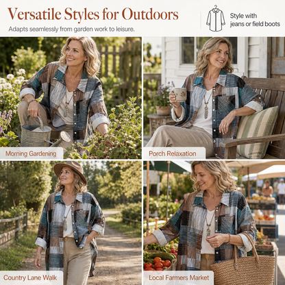 👔Casual Loose Fit Plaid Long Sleeve Shirt Plus Size Sun Protection Outerwear for Spring and Autumn