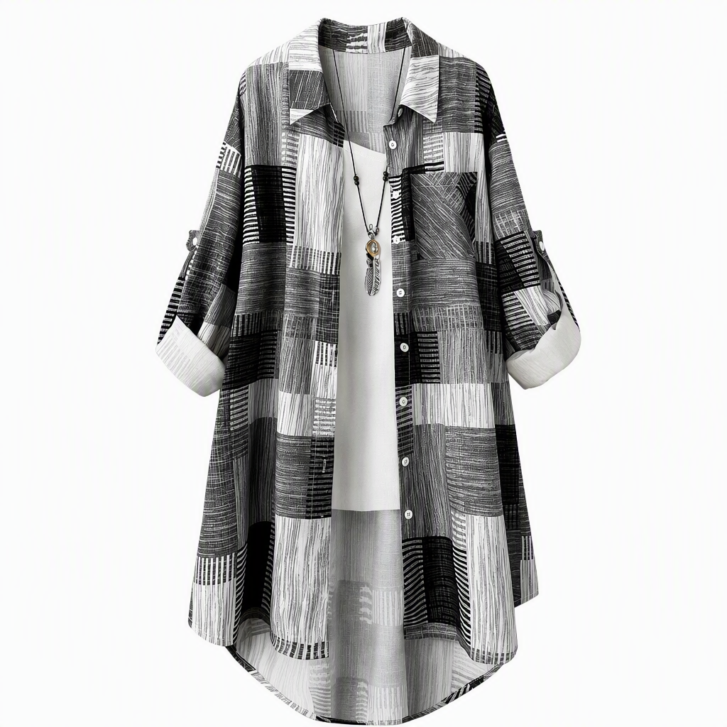 👔Casual Loose Fit Plaid Long Sleeve Shirt Plus Size Sun Protection Outerwear for Spring and Autumn
