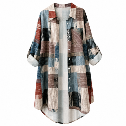 👔Casual Loose Fit Plaid Long Sleeve Shirt Plus Size Sun Protection Outerwear for Spring and Autumn