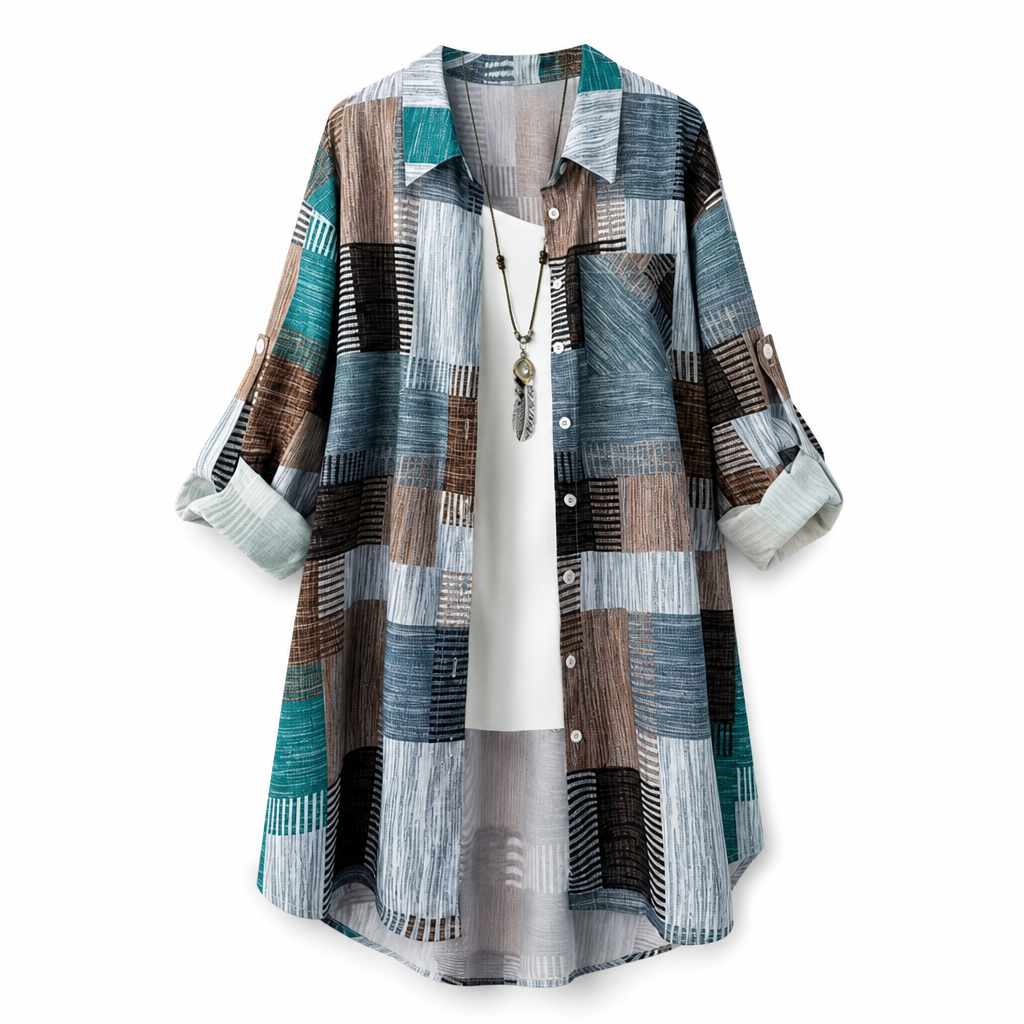 👔Casual Loose Fit Plaid Long Sleeve Shirt Plus Size Sun Protection Outerwear for Spring and Autumn