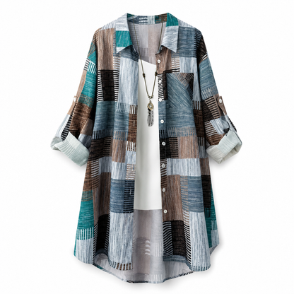 👔Casual Loose Fit Plaid Long Sleeve Shirt Plus Size Sun Protection Outerwear for Spring and Autumn