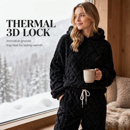 🔥 50% OFF | Women's Plush 3D Textured Hoodie & Pants Set – Cozy Winter Two-Piece