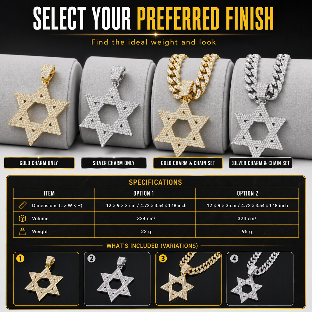 ⏳Limited-time 50% off⏰Hip Hop Iced Out Rhinestone Hollow Star of David with 50cm Chain✡️📿
