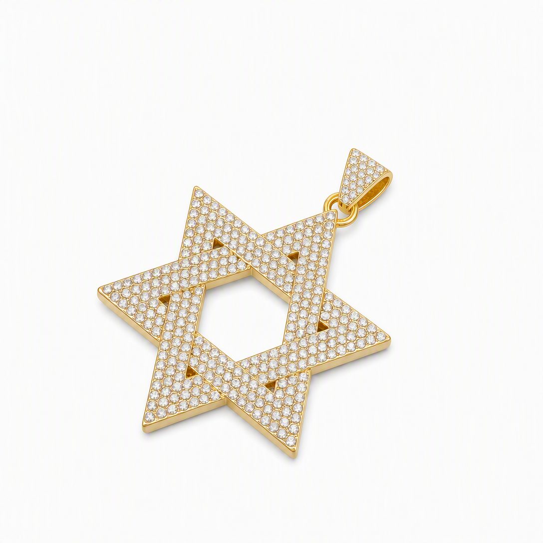 ⏳Limited-time 50% off⏰Hip Hop Iced Out Rhinestone Hollow Star of David with 50cm Chain✡️📿
