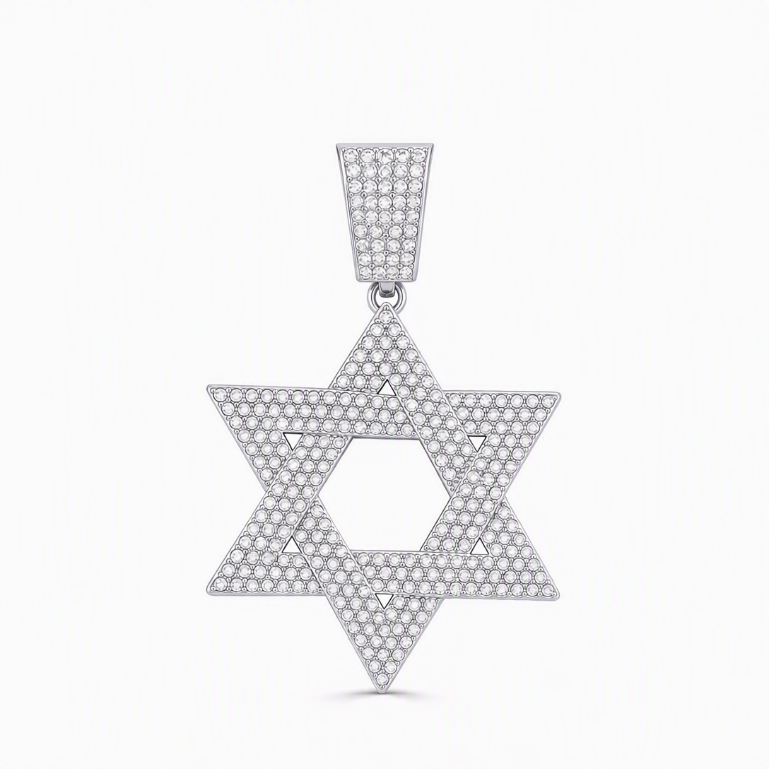 ⏳Limited-time 50% off⏰Hip Hop Iced Out Rhinestone Hollow Star of David with 50cm Chain✡️📿
