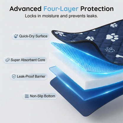 🐶4-layer, leak-proof dog pee pad – washable and reusable💧