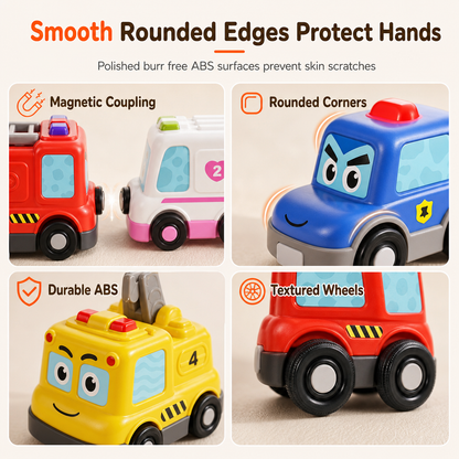 🚂 Magnetic Crawling Toy Train: Interactive Sounds & Lights, Nesting Slots, Textured Wheels