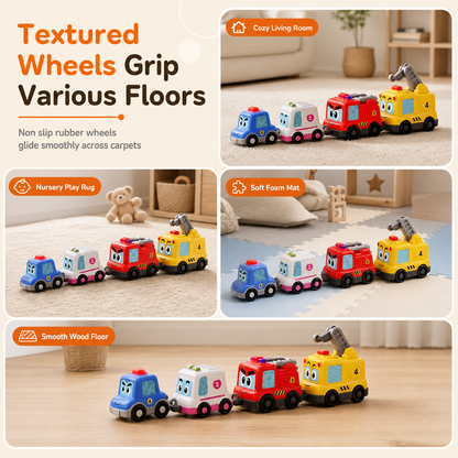 🚂 Magnetic Crawling Toy Train: Interactive Sounds & Lights, Nesting Slots, Textured Wheels