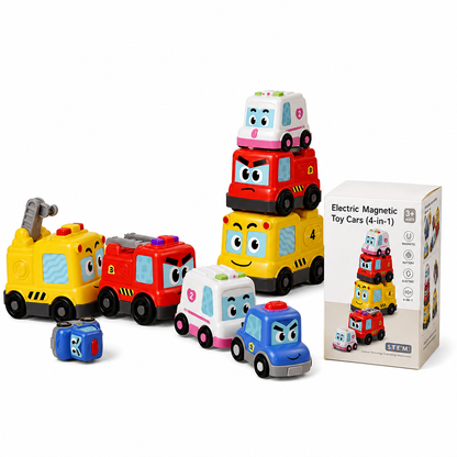 🚂 Magnetic Crawling Toy Train: Interactive Sounds & Lights, Nesting Slots, Textured Wheels