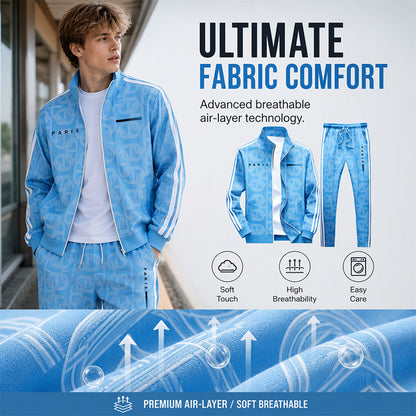 ✨Men's Geometric Print Full-Zip Jacket & Pants Set